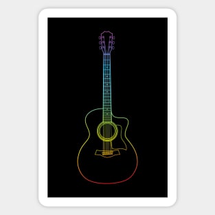 Auditorium Style Acoustic Guitar Colorful Outline Sticker